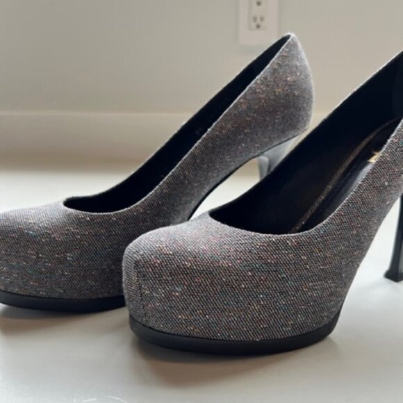 Yves Saint Laurent Shoes - YSL Silver Platform Pumps